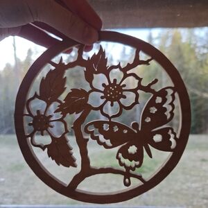 Wooden Butterfly Floral Wall Art - Paint Customize Coaster Trivet Endless Uses